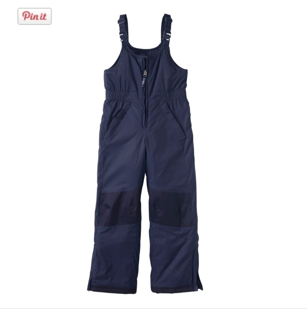 LL Bean Kids Cold Buster Snow Bibs Size 17 Navy Thinsulate Gaiters w Zip Vents